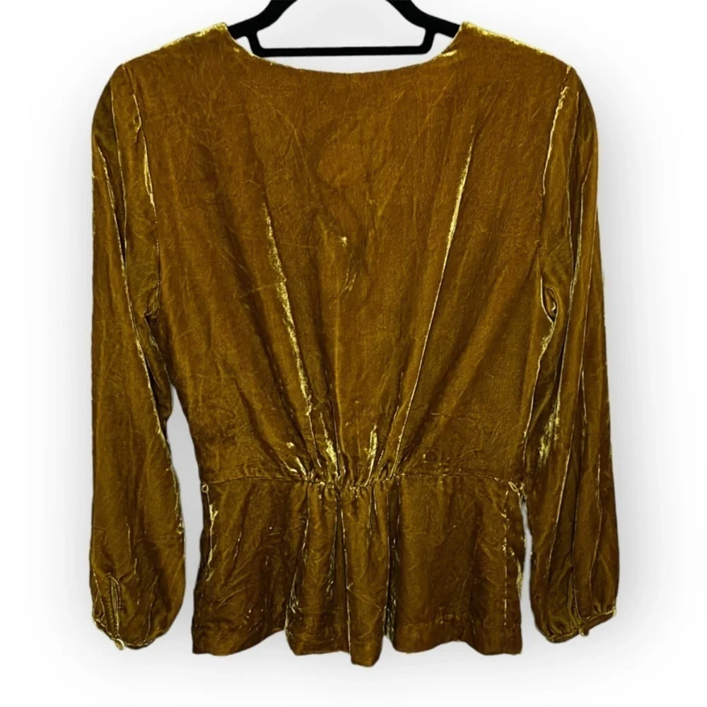 J. Crew Velvet Gold Bronze Blouse Size 8